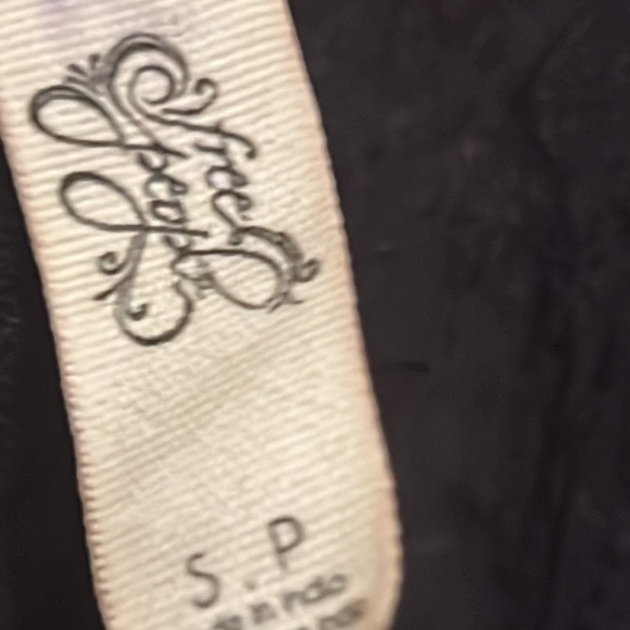 Free People navy blue beaded sleeves less & open back, snap & buckle collar top. - Picture 9 of 10